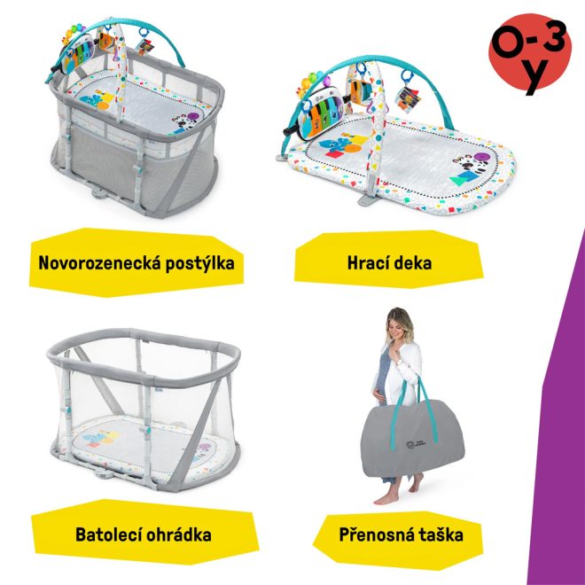 Baby Einstein Kick & Snooze 3in1 Összecsukható Játszóágy Újszülött Kortól