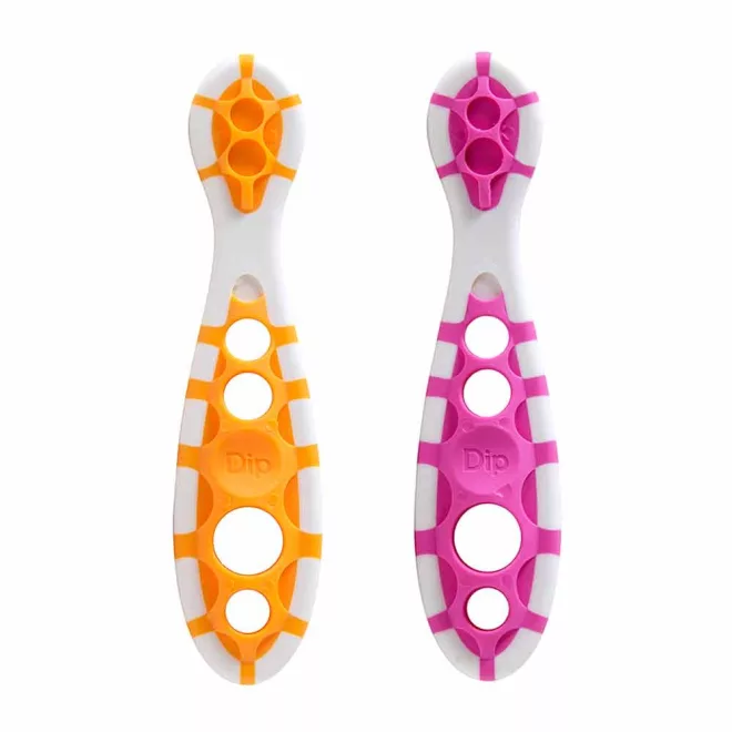 CogniKids DIP Pre-Spoon Étkezést és Készséget Fejlesztő Kanál Babáknak Tangerine és Flamingo 2db