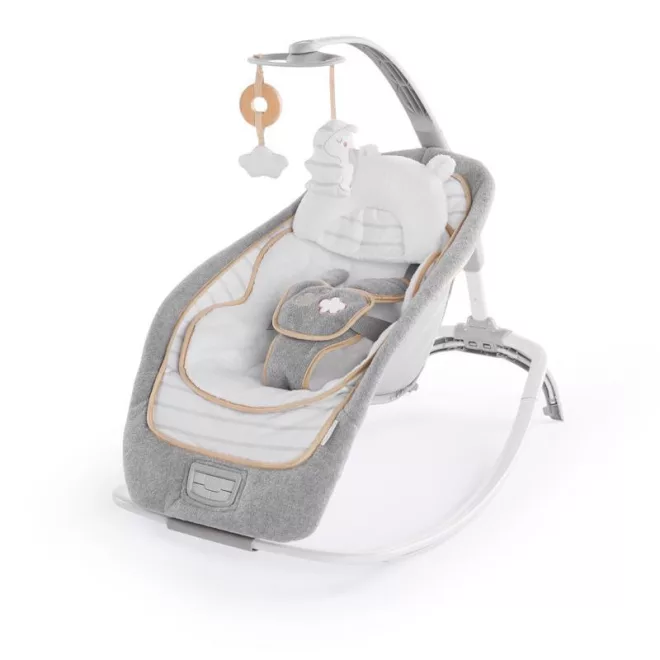 Ingenuity Boutique™ Bella Teddy Rezgő Hintaszék Dallamokkal Újszülött Kortól - 3 Dönthető Pozíció, Prémium Plüss Anyag, 18kg Súlyhatárig