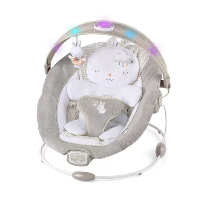 Ingenuity Twinkle Tails™ Rezgő Pihenőszék Dallamokkal és Fénnyel Újszülött Kortól - Levehető Játékhíd, Nyugtató Vibrációk, 3 Pontos Biztonsági Öv, 9kg Súlyhatárig