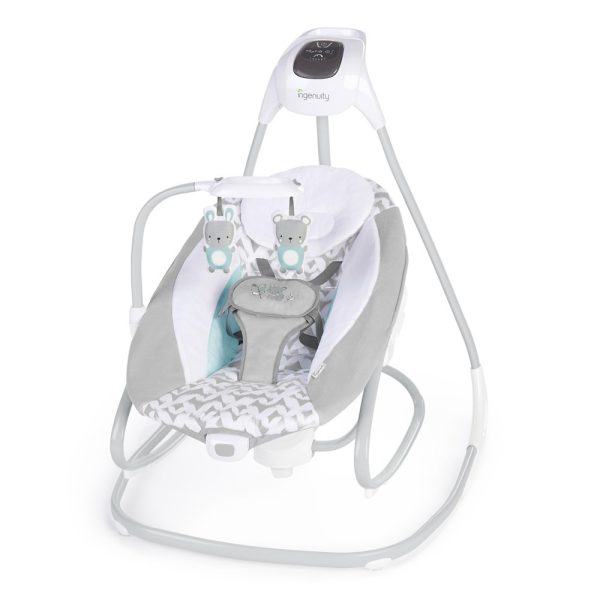 Ingenuity Raylan™ 2in1 Nagy Hinta Rezgő Hintaszékkel és Dallamokkal Újszülött Kortól - USB-Csatlakozás, 6 Hintázási Sebesség, 12 Dallam, 9kg Súlyhatárig