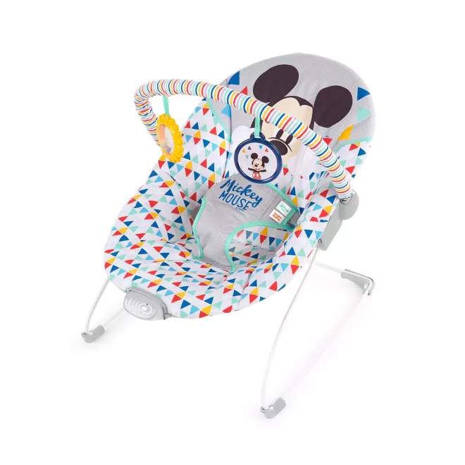 Bright Starts Mickey Mouse Happy Triangles™ Rezgő Pihenőszék Újszülött Kortól 9 kg-ig - Dallamos Nyugtató Baba Bouncer