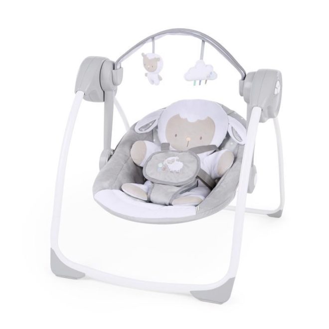 Ingenuity Comfort 2 Go™ Cuddle Lamb Hinta Dallamokkal Újszülött Kortól - 6 Hintázási Sebesség, 12 Dallam, Összecsukható Kivitel, 9kg Súlyhatárig