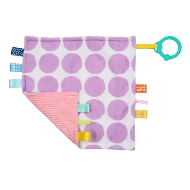 Bright Starts Little Taggies Morzsolókendő C Karikával Lila Pöttyök - Baba Fejlesztő Kendő Újszülött Kortól
