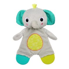   Bright Starts Snuggle & Teethe Játék Rágóka - Elefánt, Puha Plüss, Zörgő Hang, Rágókás Lábak, Újszülött Kortól