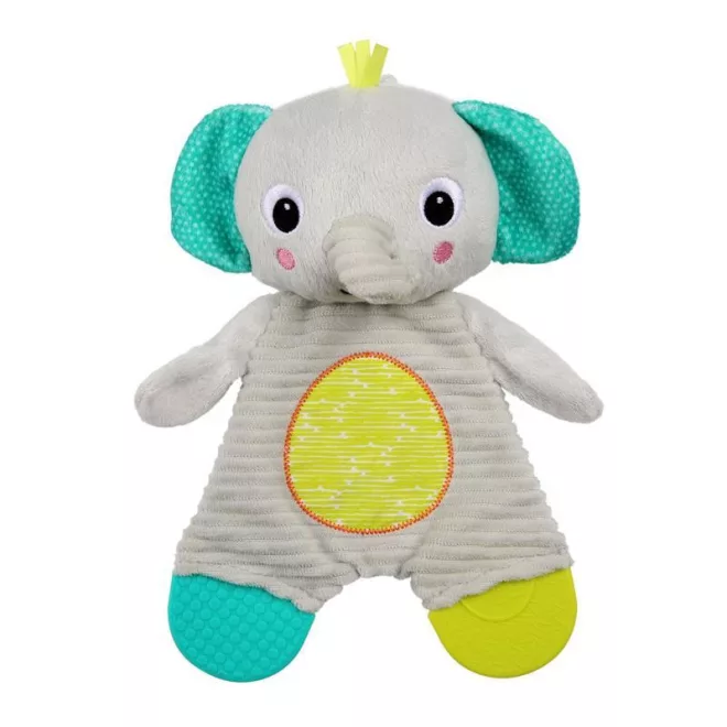 Bright Starts Snuggle & Teethe Játék Rágóka - Elefánt, Puha Plüss, Zörgő Hang, Rágókás Lábak, Újszülött Kortól