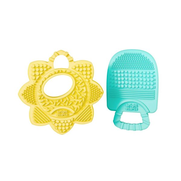 Bright Starts Rágóka 2db Sunny Soothers - Napocska és Jégkrém Formájú, Többféle Textúrájú, BPA-mentes, 3 Hónapos Kortól
