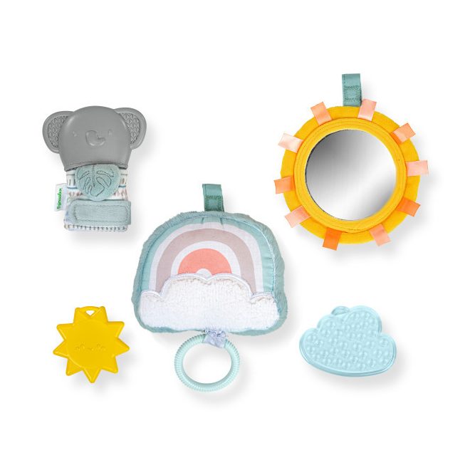 Ingenuity Calm Springs™ Ajándék Szett Újszülött Kortól - Bájos Első Játékok és Praktikus Babaápolási Kiegészítők