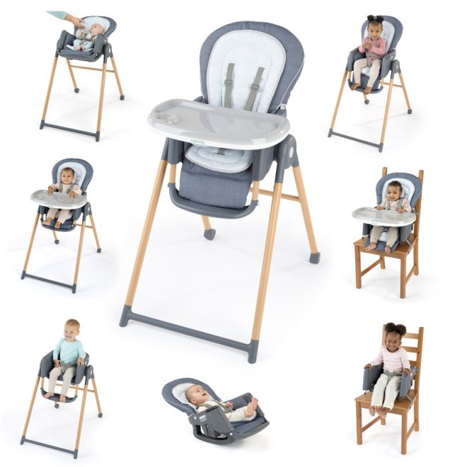Ingenuity Proper Positioner™ Chambray Etetőszék Deluxe 7in1 Újszülött Kortól - Prémium Kényelem, 23kg Súlyhatárig Átalakítható