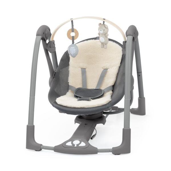 Ingenuity Every Season™ Chic Boutique™ Átalakítható Rezgő Hinta Dallamokkal Újszülött Kortól - Prémium Báránygyapjú és Hálós Anyag, 5 Hintázási Sebesség, 9kg Súlyhatárig