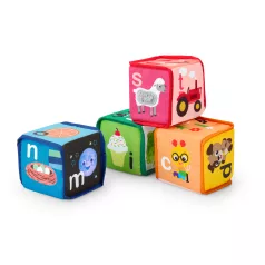   Baby Einstein Textil Játék Kockák Ábécé Alpha Stacks™ 4db 3 Hónapos Kortól - Készségfejlesztő Játékhoz Vidám Babás Felfedezéshez