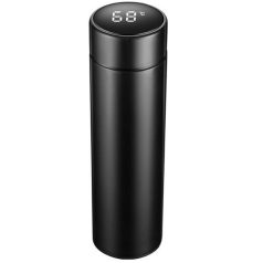   Wooze Keep Warm Prémium Fémfalú Hőtartó Termosz LED Érintő Képernyős Hőmérséklet Kijelzővel Fekete 500ml