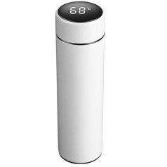   Wooze Keep Warm Prémium Fémfalú Hőtartó Termosz LED Érintő Képernyős Hőmérséklet Kijelzővel Fehér 500ml