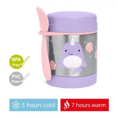   Skip Hop Zoo Ételtermosz Kanállal és Villával Narvál Mintás 325ml - Rozsdamentes Acél, Duplafalú, BPA-mentes Ételtároló 3 Éves Kortól