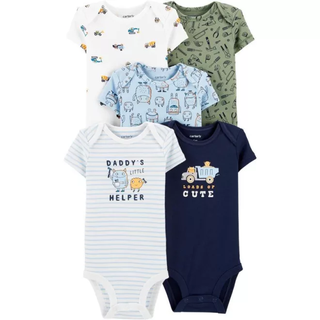 Carter's 5 Részes Rövid Ujjú Vegyes Body Szett Fiúknak Újszülött Méret 56