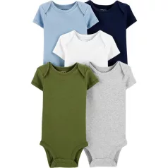   Carter's 5 Részes Rövid Ujjú Egyszínű Body Szett Fiúknak Újszülött Méret 56