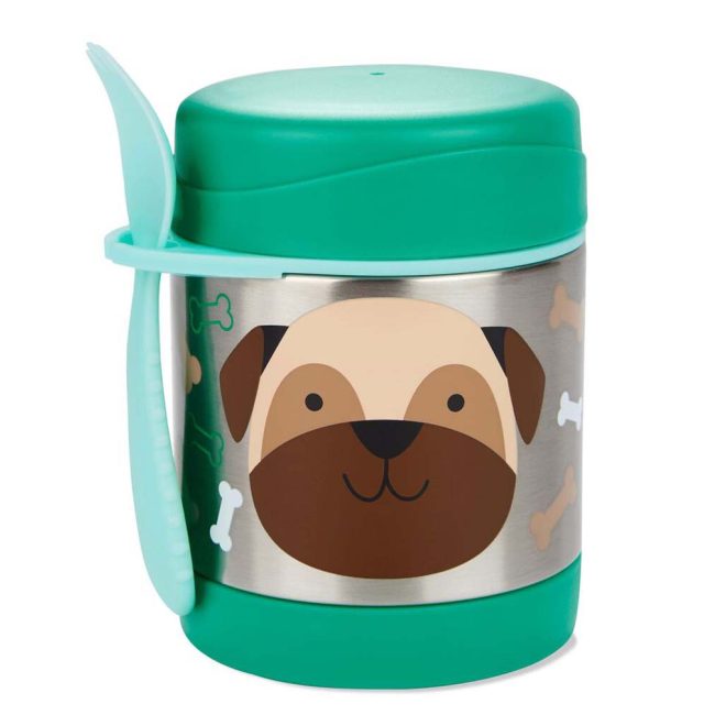 Skip Hop Zoo Ételtermosz Kanállal és Villával Mopsz Mintás 325ml - Rozsdamentes Acél, Duplafalú, BPA-mentes Ételtároló 3 Éves Kortól