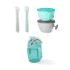 Skip Hop Easy-Feed Mealtime Set 5 Darabos Étkezési Készlet Pohárral Teal/Grey 6 Hónapos Kortól - Csúszásmentes, BPA-mentes Tányér- és Pohárszett Babáknak