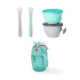 Skip Hop Easy-Feed Mealtime Set 5 Darabos Étkezési Készlet Pohárral Teal/Grey 6 Hónapos Kortól - Csúszásmentes, BPA-mentes Tányér- és Pohárszett Babáknak