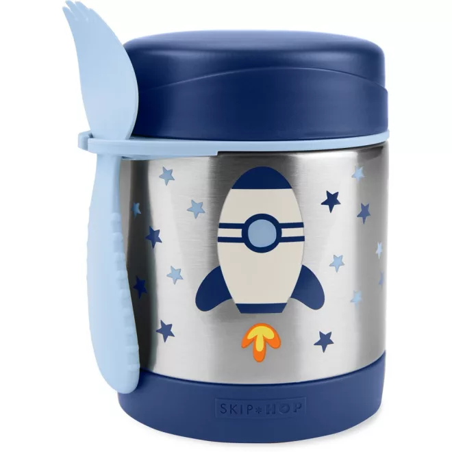 Skip Hop Spark Style Ételtermosz Kanállal és Villával Rakéta Mintás 325ml - Rozsdamentes Acél, Duplafalú, BPA-mentes Ételtároló 3 Éves Kortól