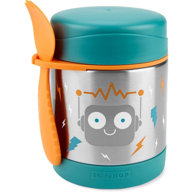 Skip Hop Spark Style Ételtermosz Kanállal és Villával Robot Mintás 325ml - Rozsdamentes Acél, Duplafalú, BPA-mentes Ételtároló 3 Éves Kortól
