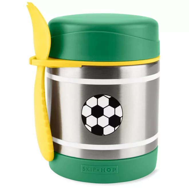 Skip Hop Spark Style Ételtermosz Kanállal és Villával Foci Mintás 325ml - Rozsdamentes Acél, Duplafalú, BPA-mentes Ételtároló 3 Éves Kortól