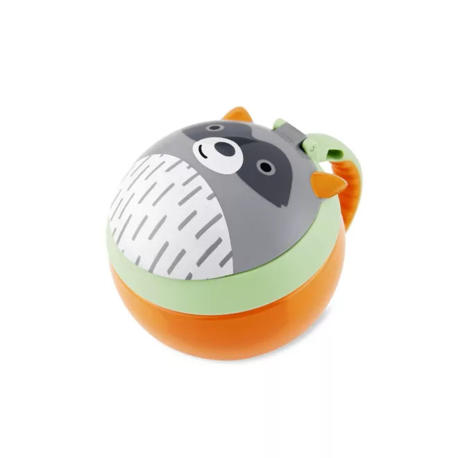 Skip Hop Zoo Süteményes Doboz Mosómedve 12 Hónapos Kortól - Csúszásmentes, Könnyen Fogható Snacktartó Utazáshoz és Mindennapi Használatra