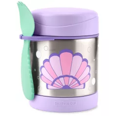   Skip Hop Spark Style Ételtermosz Kanállal és Villával Kagyló Mintás 325ml - Rozsdamentes Acél, Duplafalú, BPA-mentes Ételtároló 3 Éves Kortól