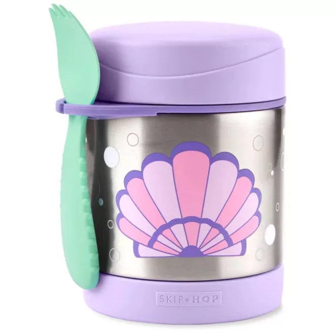 Skip Hop Spark Style Ételtermosz Kanállal és Villával Kagyló Mintás 325ml - Rozsdamentes Acél, Duplafalú, BPA-mentes Ételtároló 3 Éves Kortól