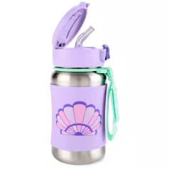   Skip Hop Spark Style Kagyló Rozsdamentes Acél Szívószálas Kulacs - Duplafalú, Szivárgásmentes és BPA-mentes Itatópohár 12 Hónapos Kortól
