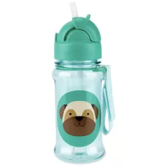   Skip Hop Zoo Mopsz Tritán Szívószálas Kulacs 355ml - Tartós, Szivárgásmentes és BPA-mentes Itatópohár 12 Hónapos Kortól