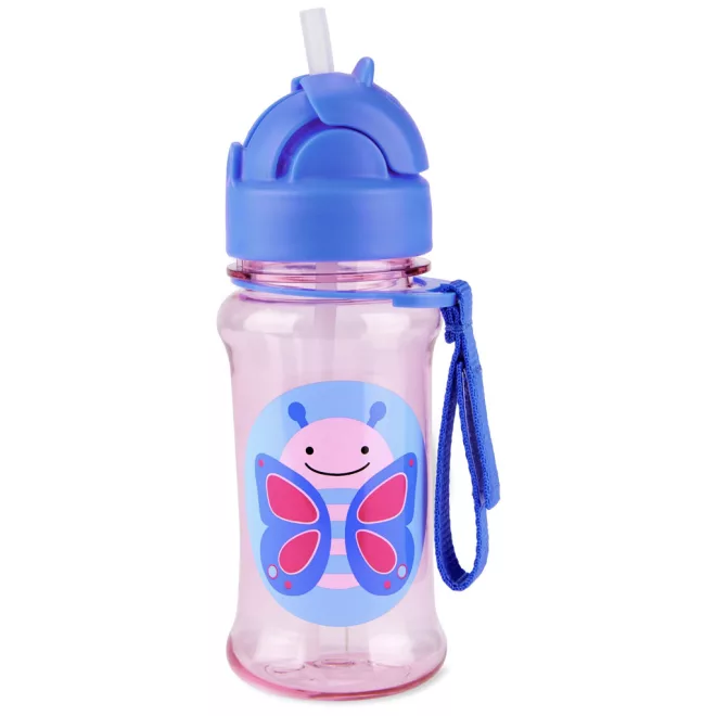 Skip Hop Zoo Pillangó Tritán Szívószálas Kulacs 355ml - Tartós, Szivárgásmentes és BPA-mentes Itatópohár 12 Hónapos Kortól