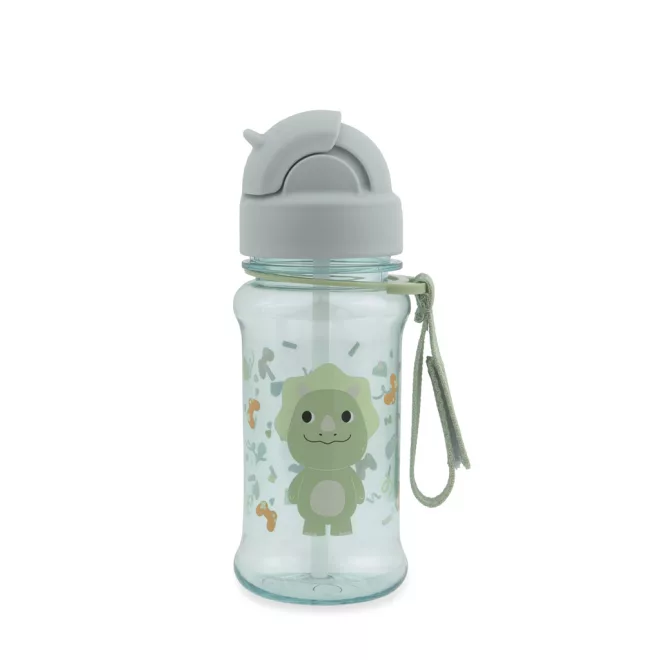 Skip Hop Besties Squad Dino Szívószálas Kulacs 355ml 12 Hónapos Kortól, Rozsdamentes Acél Palack Óvodába és Kiránduláshoz