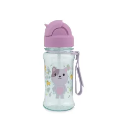   Skip Hop Besties Squad Macska Szívószálas Kulacs 355ml 12 Hónapos Kortól, Rozsdamentes Acél Palack Óvodába és Kiránduláshoz