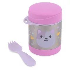   Skip Hop Besties Squad Macska Hőszigetelt Ételes Üveg 3 Éves Kortól, Melegen Tartó Ételtároló Óvodába és Kiránduláshoz