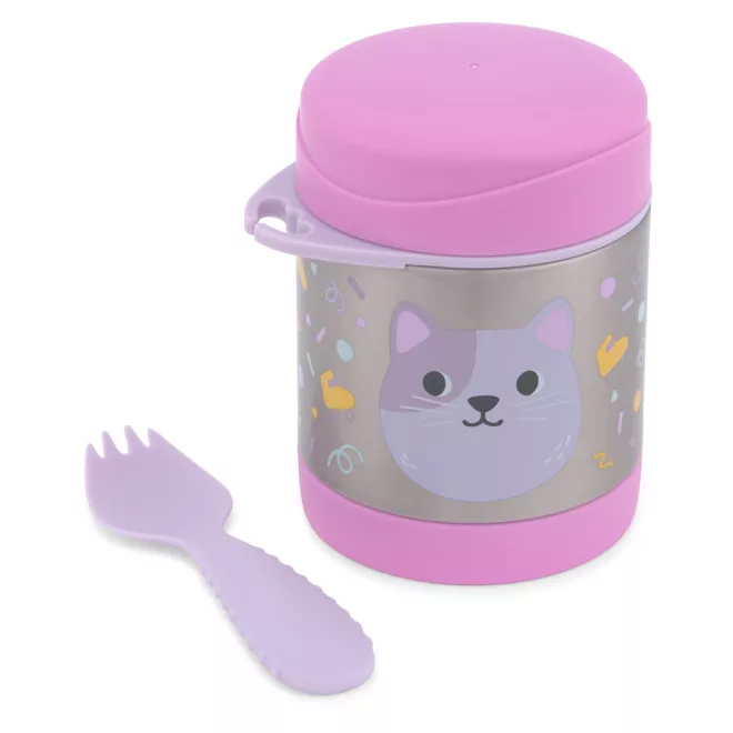 Skip Hop Besties Squad Macska Hőszigetelt Ételes Üveg 3 Éves Kortól, Melegen Tartó Ételtároló Óvodába és Kiránduláshoz