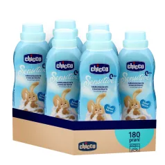   Chicco Öblítő Koncentrátum Édes Púder 6x750ml (6x30 mosás) - Puha Ruhák, Kímélő Ápolás és Tartós Illat