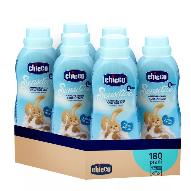 Chicco Öblítő Koncentrátum Édes Púder 6x750ml (6x30 mosás) - Puha Ruhák, Kímélő Ápolás és Tartós Illat