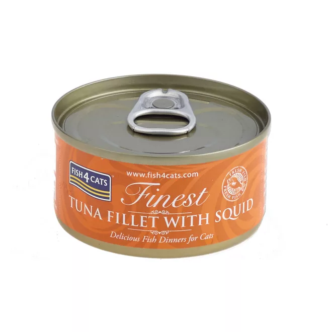 Fish4Cats Finest Tonhal Tintahal Macskakonzerv 70g, Halas Csemege Macskáknak