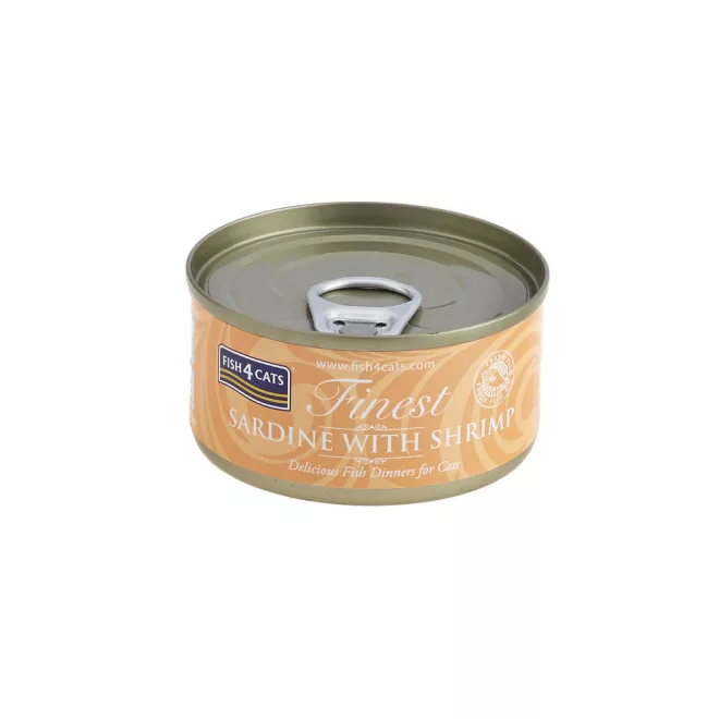 Fish4Cats Finest Szardínia Garnélával Macskakonzerv 70g, Halas Csemege Macskáknak