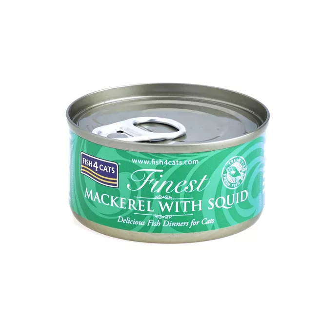 Fish4Cats Finest Makréla Tintahal Macskakonzerv 70g, Halas Csemege Macskáknak