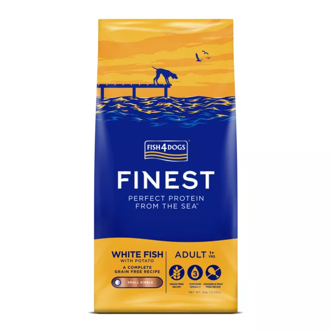 Fish4Dogs Kis Szemcseméretű Száraztáp Felnőtt Kutyáknak Finest White Fish & Potato 6kg, 1 Éves Kortól
