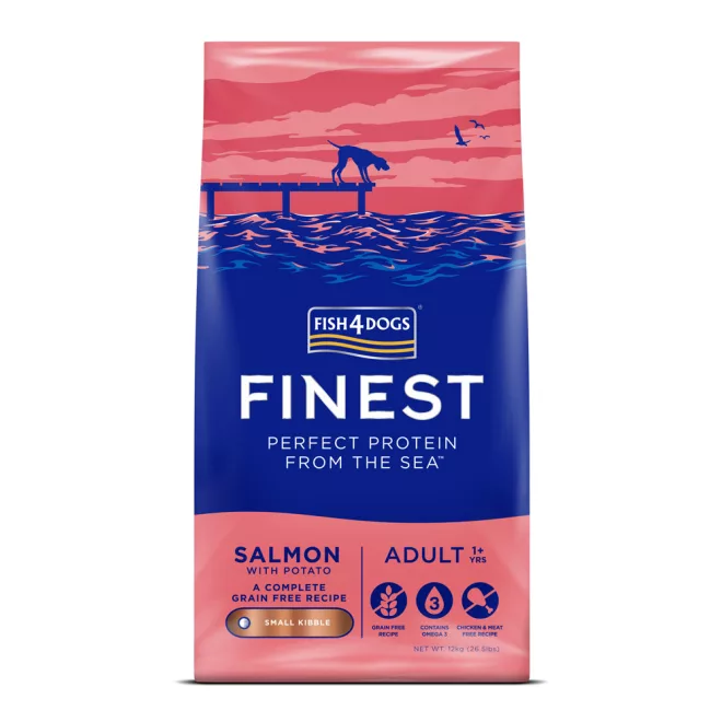 Fish4Dogs Kis Szemcseméretű Száraztáp Felnőtt Kutyáknak Finest Salmon & Potato 12kg, 1 Éves Kortól