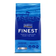   Fish4Dogs Finest Szardínia Édesburgonyával Nagy Szemcsés Száraz Kutyatáp Felnőtt Kutyáknak 12kg, Teljes Értékű Halas Receptúra