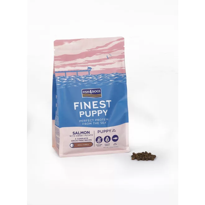 Fish4Dogs Finest Lazac Édesburgonyával Kis Szemcsés Kölyökkutya Száraz Táp 1,5kg, Halas Receptúra 2 Hónapos Kortól