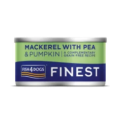   Fish4Dogs Finest Makréla Tökkel és Borsóval Kutyakonzerv 85g, Ízletes Halas Kiegészítő Etetéshez