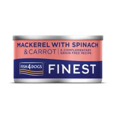   Fish4Dogs Finest Makréla Sárgarépával és Spenóttal Kutyakonzerv 85g, Ízletes Halas Kiegészítő Etetéshez