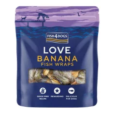   Fish4Dogs Halas Csavarok Banánnal Jutalomfalat Kutyáknak 100g, Ízletes Halas-Gyümölcsös Motivációhoz
