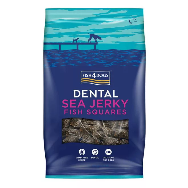 Fish4Dogs Tengeri Hal Dentális Jutalomfalat Kutyáknak Négyzetek 575g, Gabonamentes Halas Rágcsálnivaló Fogápoláshoz