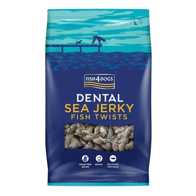 Fish4Dogs Tengeri Hal Dentális Jutalomfalat Kutyáknak Csavarok 500g, Gabonamentes Halas Rágcsálnivaló Fogápoláshoz